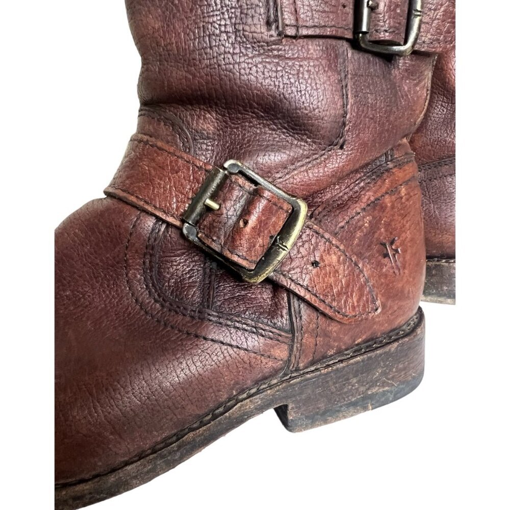 Frye Brown Leather Jayden Moto Boots - Picture 8 of 12